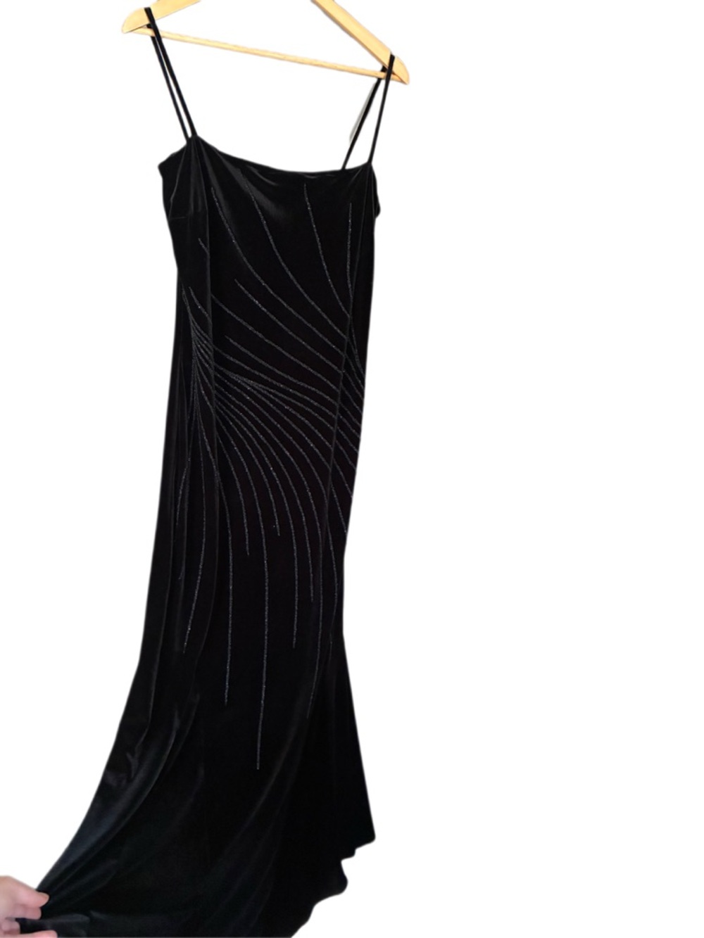 Vintage 90s Black Velvet Beaded Gown Prom dress feminine Size 11/12 fits 10 - Picture 10 of 10
